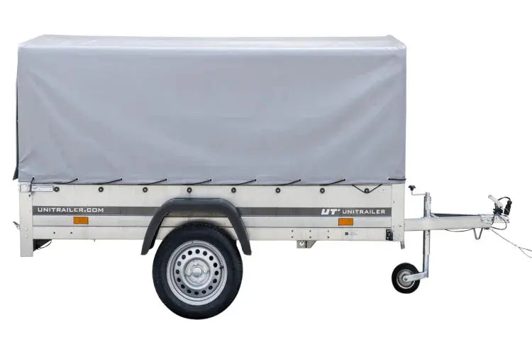 Robuster Kippanhänger für PKW, 750 kg, mit Stützrad, Hochplane und Spriegel