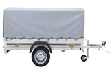 Robuster Kippanhänger für PKW, 750 kg, mit Stützrad, Hochplane und Spriegel