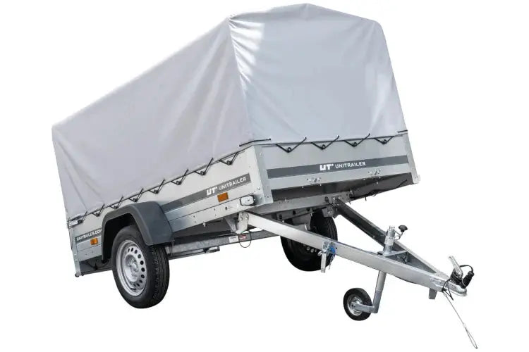 Robuster Kippanhänger für PKW, 750 kg, mit Stützrad, Hochplane und Spriegel