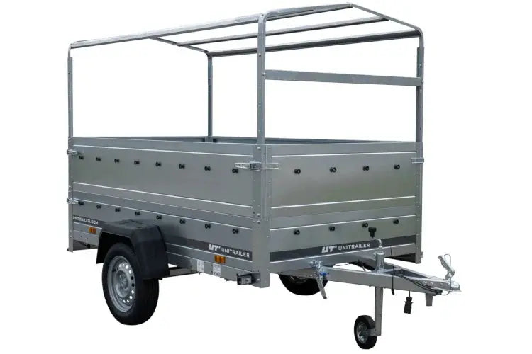 UNITRAILER Kippanhänger Garden Trailer 230: Robuster PKW-Anhänger mit Stützrad, Hochplane, hohen Bordwänden!