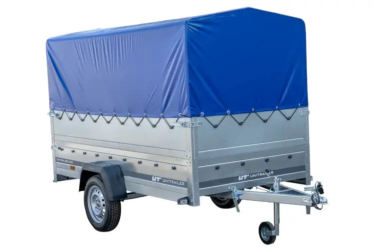 Vielseitiger PKW-Anhänger GARDEN TRAILER 264 KIPP mit Stützrad, Hochplane und Bordwänden
