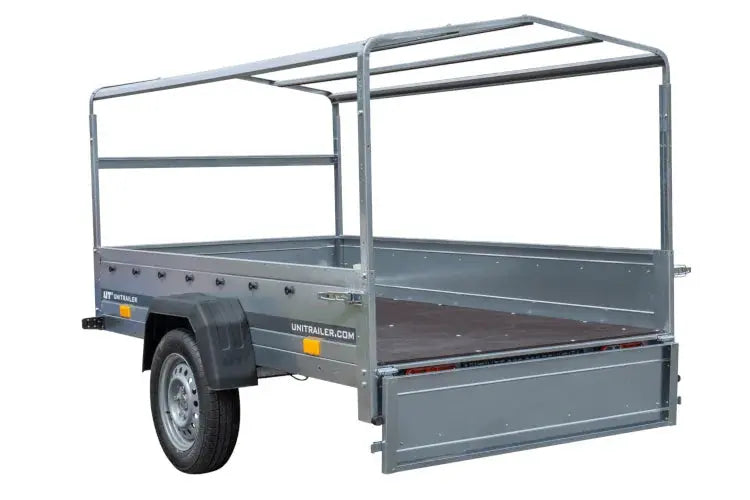 UNITRAILER GARDEN TRAILER 230 FD: Robuster PKW-Anhänger, Stützrad, 80 cm Hochplane