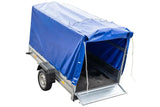 UNITRAILER 230 KIPP Gartenanhänger: Kippbar, Stützrad, 110cm Rahmen, blaue Plane