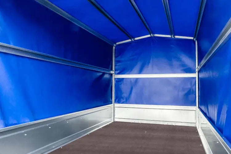UNITRAILER 230 KIPP Gartenanhänger: Kippbar, Stützrad, 110cm Rahmen, blaue Plane