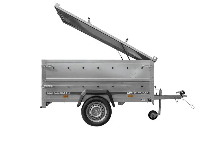 Leichter UNITRAILER GARDEN 201 Kippanhänger mit BIS-Seitenwänden und Alu-Abdeckung