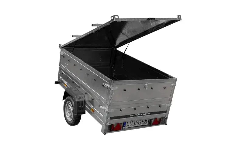 Leichter UNITRAILER GARDEN 201 Kippanhänger mit BIS-Seitenwänden und Alu-Abdeckung