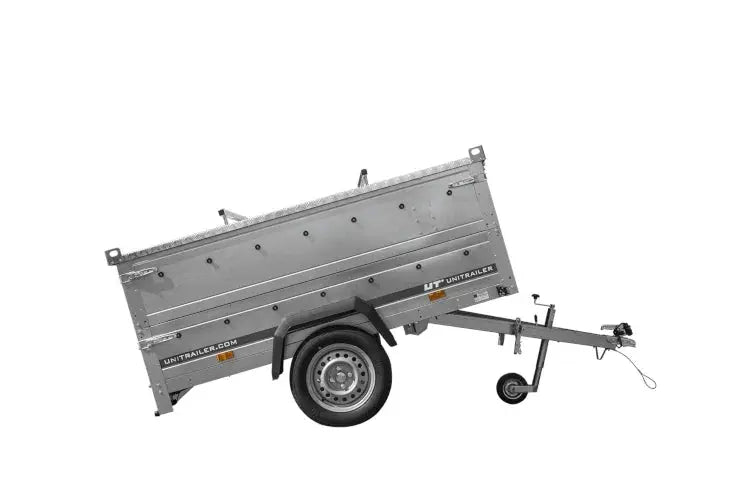 Leichter UNITRAILER GARDEN 201 Kippanhänger mit BIS-Seitenwänden und Alu-Abdeckung