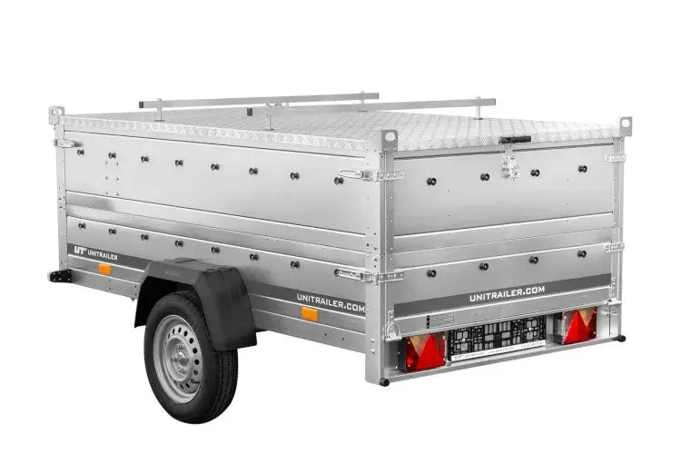 Robuster UNITRAILER GARDEN 230 KIPP Einachs-Anhänger mit Bordwandaufsatz Alu-Deckel