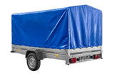 UNITRAILER GARDEN 265 Kippanhänger: Robuster PKW-Anhänger mit Hochspriegel und blauer Plane