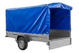 UNITRAILER GARDEN 265 Kippanhänger: Robuster PKW-Anhänger mit Hochspriegel und blauer Plane