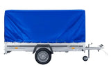 UNITRAILER GARDEN 265 Kippanhänger: Robuster PKW-Anhänger mit Hochspriegel und blauer Plane