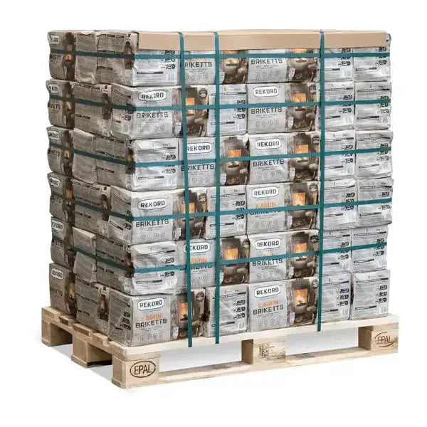 REKORD Braunkohlebriketts 900 kg Palette - Dauerbrandgeeignet SOMAREH