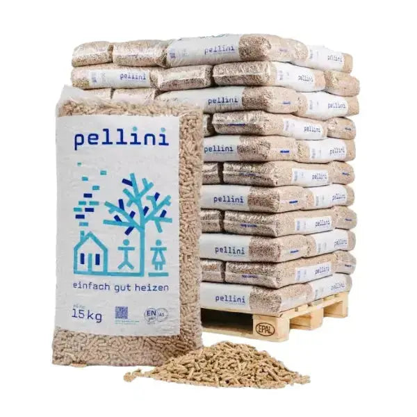 Holzpellets 6 mm Pellini – 990 kg Palette (66 x 15 kg), zertifiziert ENplus A1 & DINplus SOMAREH
