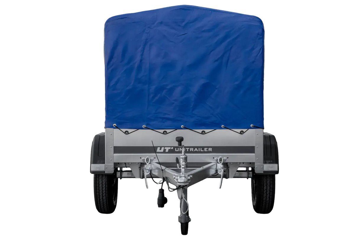 UNITRAILER Garden Trailer 150 KIPP: 150x106 cm mit Blauer Hochplane, Stützrad