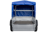 UNITRAILER Garden Trailer 150 KIPP: 150x106 cm mit Blauer Hochplane, Stützrad