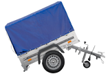 UNITRAILER Garden Trailer 150 KIPP: 150x106 cm mit Blauer Hochplane, Stützrad