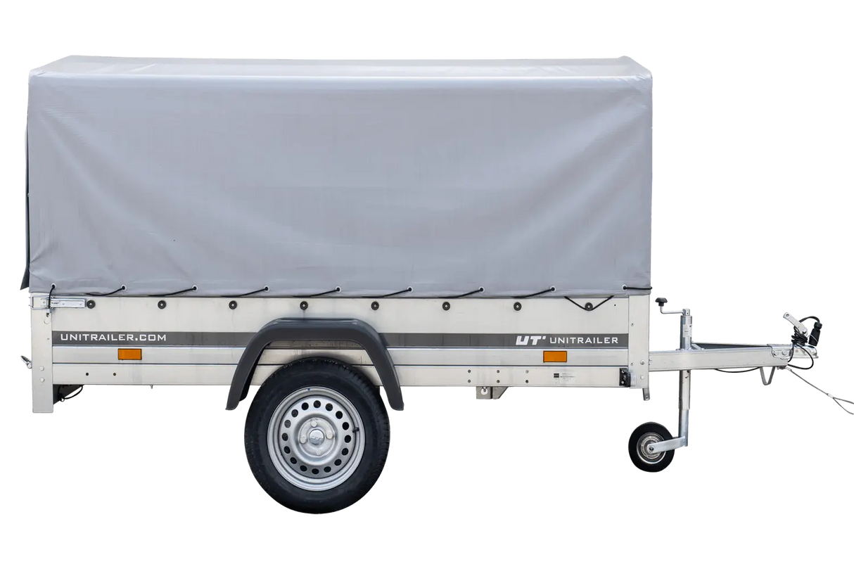 Robuster Kippanhänger für PKW, 750 kg, mit Stützrad, Hochplane und Spriegel