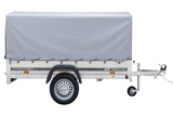 Robuster Kippanhänger für PKW, 750 kg, mit Stützrad, Hochplane und Spriegel