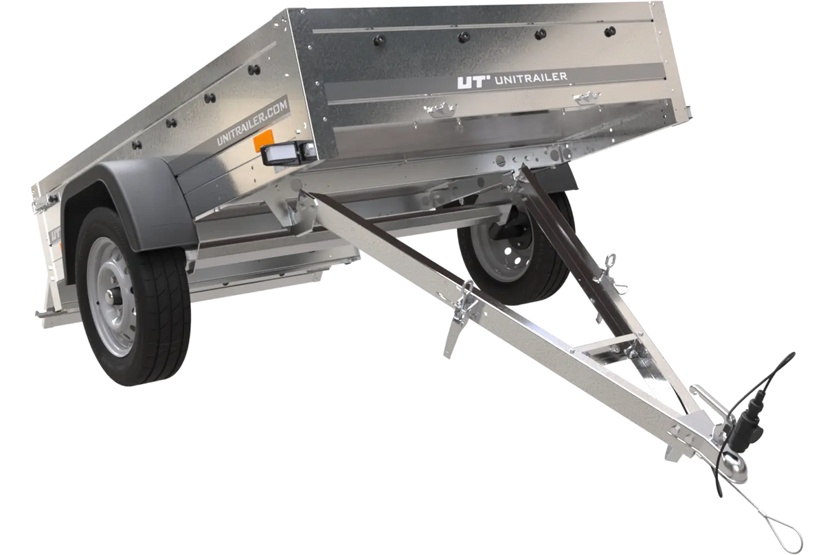 UNITRAILER Garden Trailer 201 KIPP PKW-Anhänger – 200x125 cm, 750 kg, Flachplane, Stützrad
