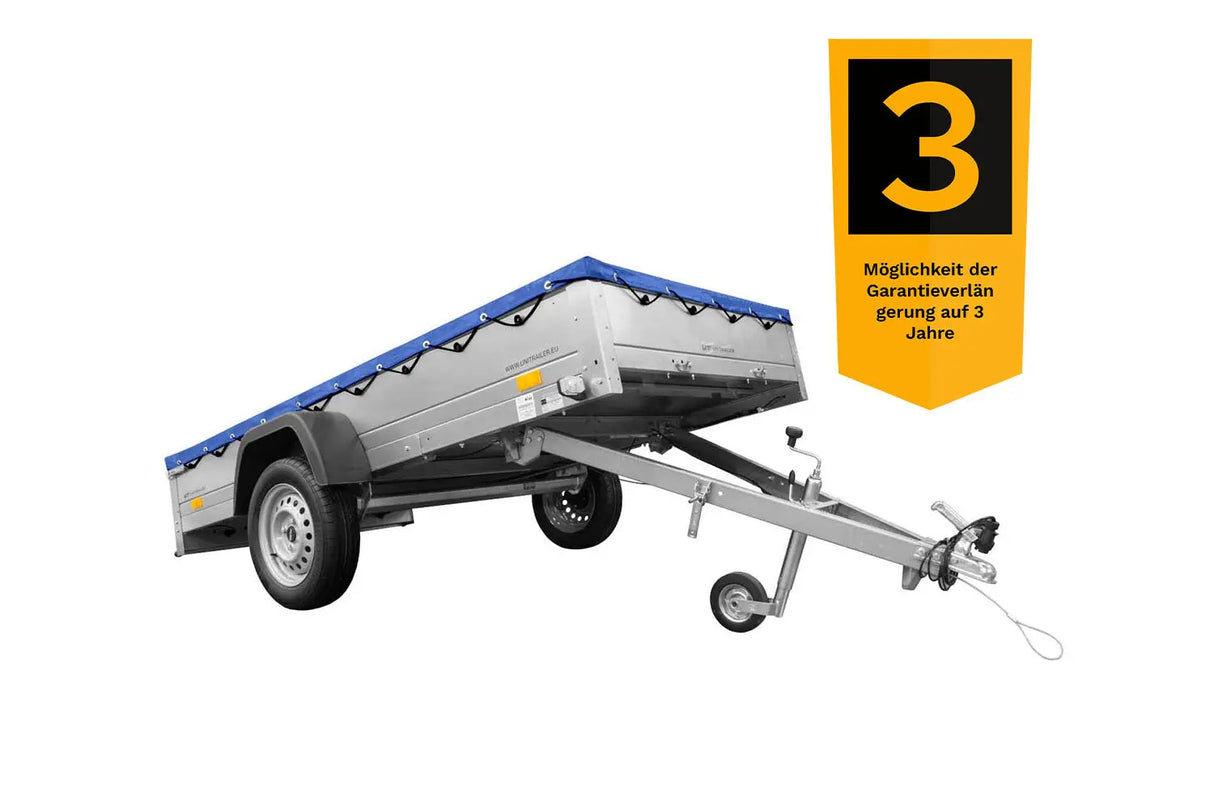 Robuster Einachs Kippanhänger Garden Trailer 264 mit Stützrad, Plane & Querstreben