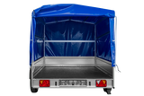 UNITRAILER GARDEN 265 Kippanhänger: Robuster PKW-Anhänger mit Hochspriegel und blauer Plane