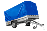 UNITRAILER GARDEN 265 Kippanhänger: Robuster PKW-Anhänger mit Hochspriegel und blauer Plane