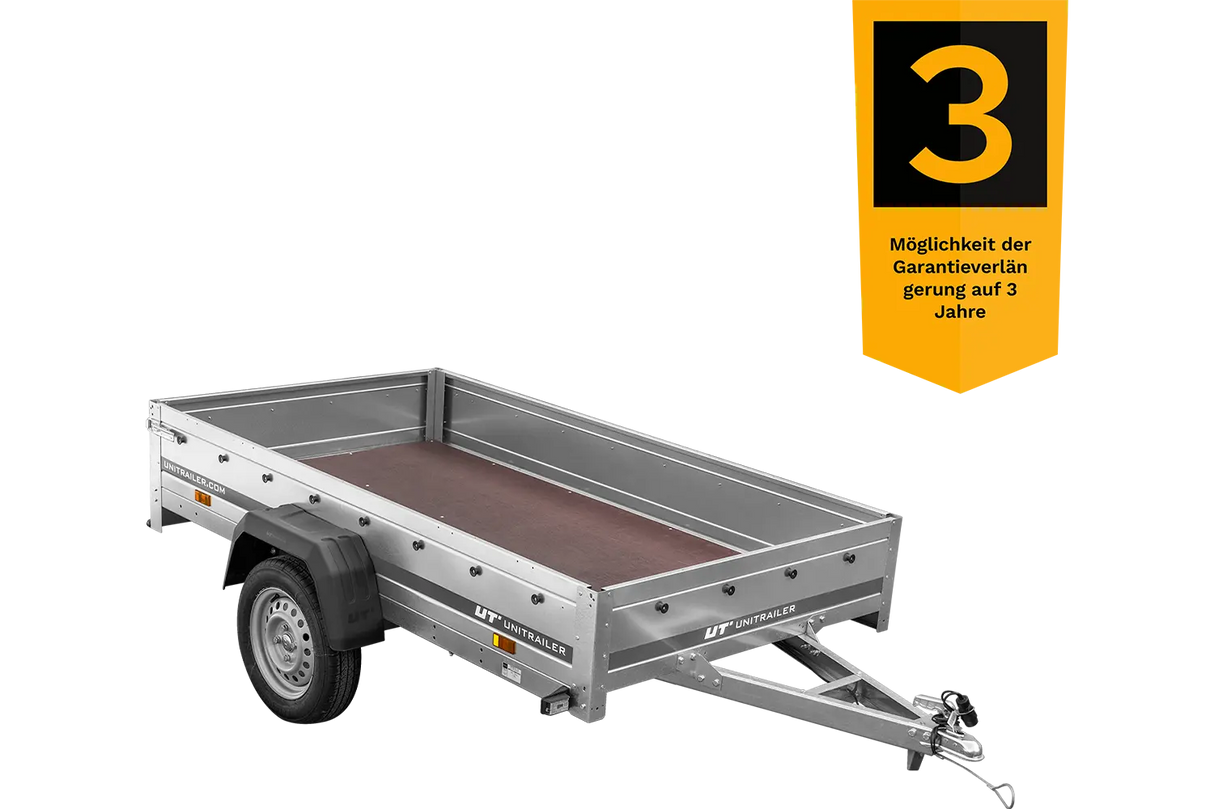 Vielseitiger Unitrailer Garden Trailer 230 FD: Robuster Einachs-Anhänger mit Starrdeichsel für 750 kg
