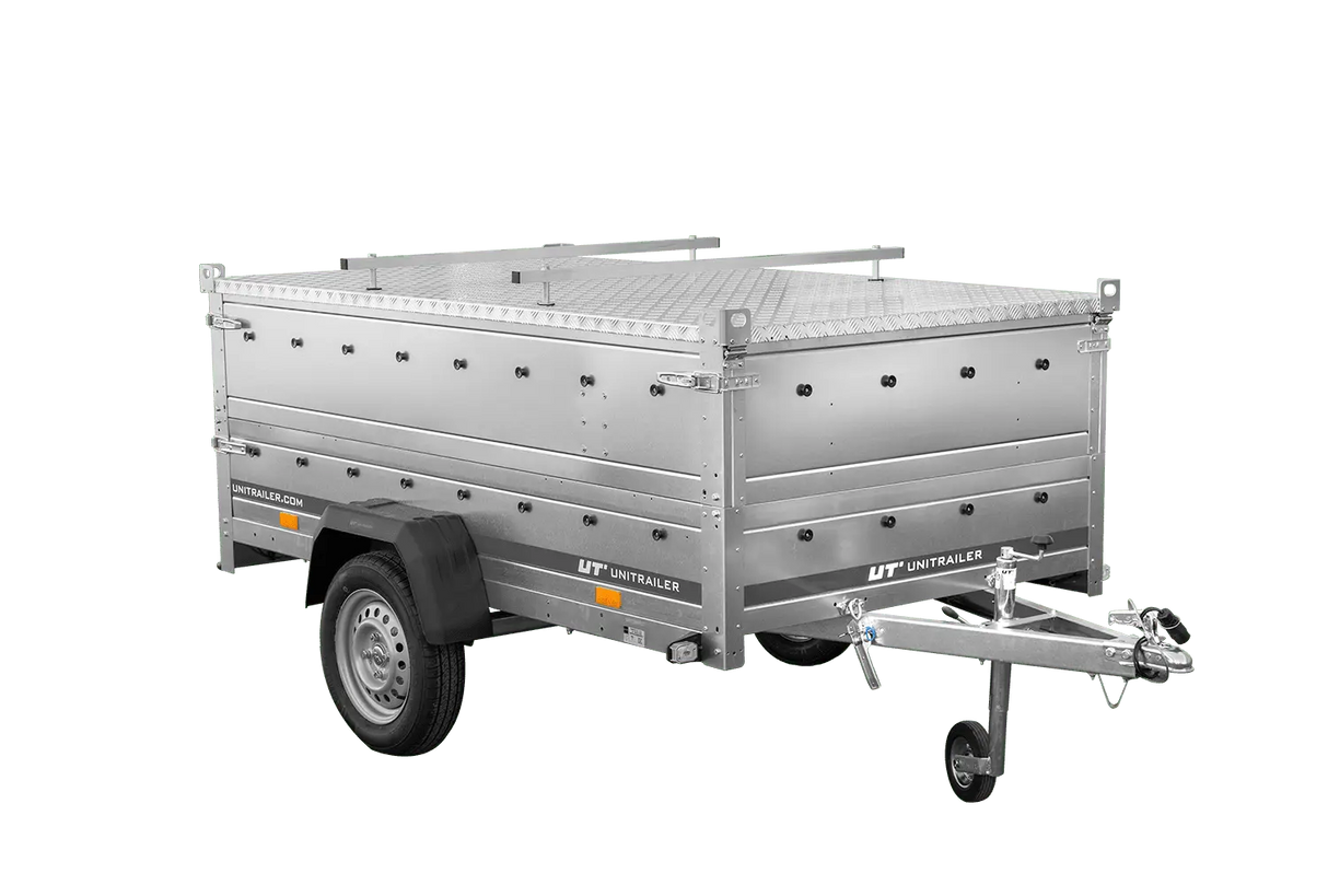 Robuster UNITRAILER GARDEN 230 KIPP Einachs-Anhänger mit Bordwandaufsatz Alu-Deckel