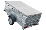 Faltbarer UNITRAILER Gartenanhänger 230 KIPP: Praktischer Pkw-Anhänger mit Bordwänden und Plane
