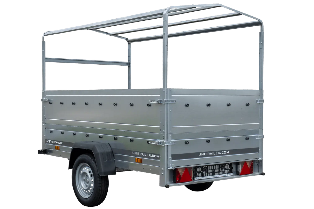 UNITRAILER Kippanhänger Garden Trailer 230: Robuster PKW-Anhänger mit Stützrad, Hochplane, hohen Bordwänden!