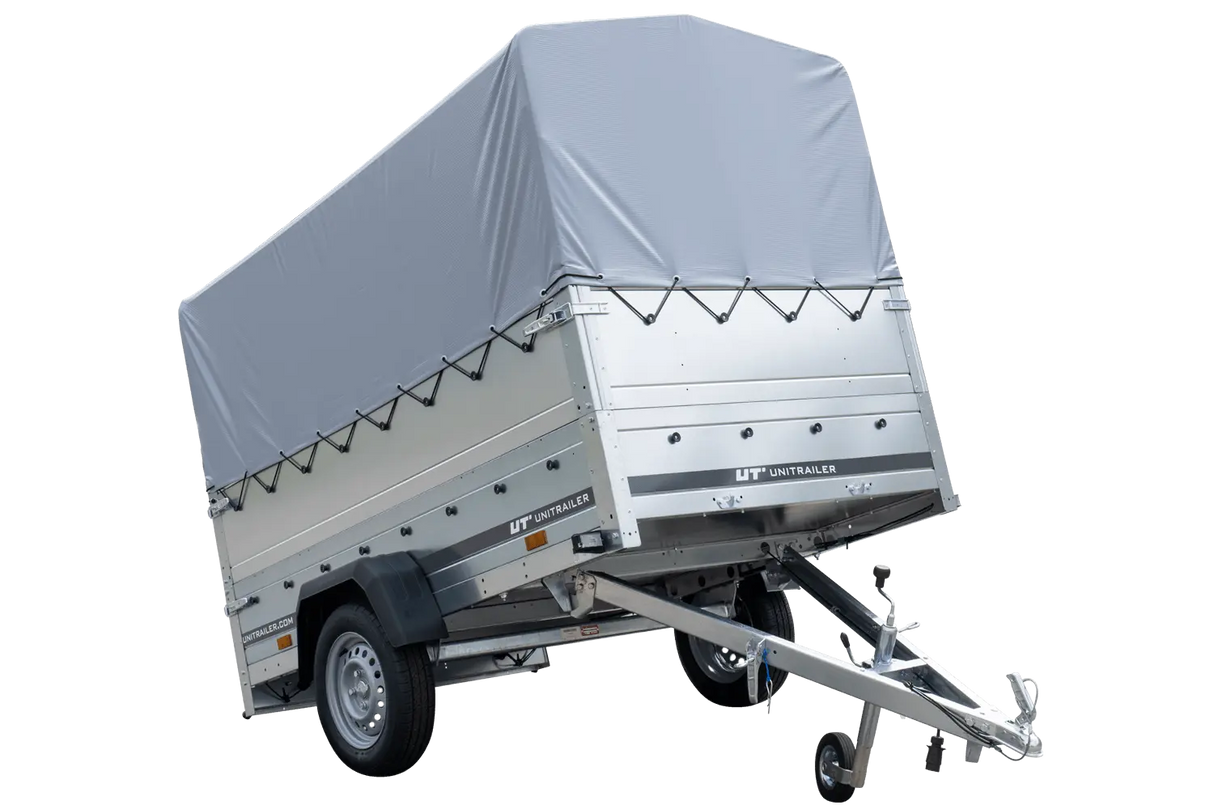 UNITRAILER Kippanhänger Garden Trailer 230: Robuster PKW-Anhänger mit Stützrad, Hochplane, hohen Bordwänden!