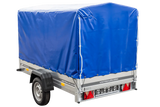 UNITRAILER 230 KIPP Gartenanhänger: Kippbar, Stützrad, 110cm Rahmen, blaue Plane