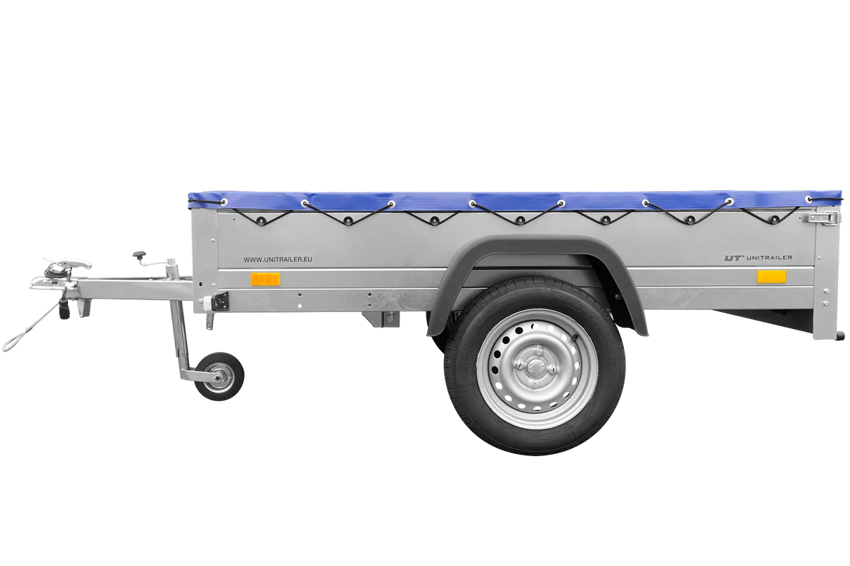 UNITRAILER Garden Trailer 201 KIPP: Robuster Kippanhänger mit Flachplane, Stützrad, Planenträgern