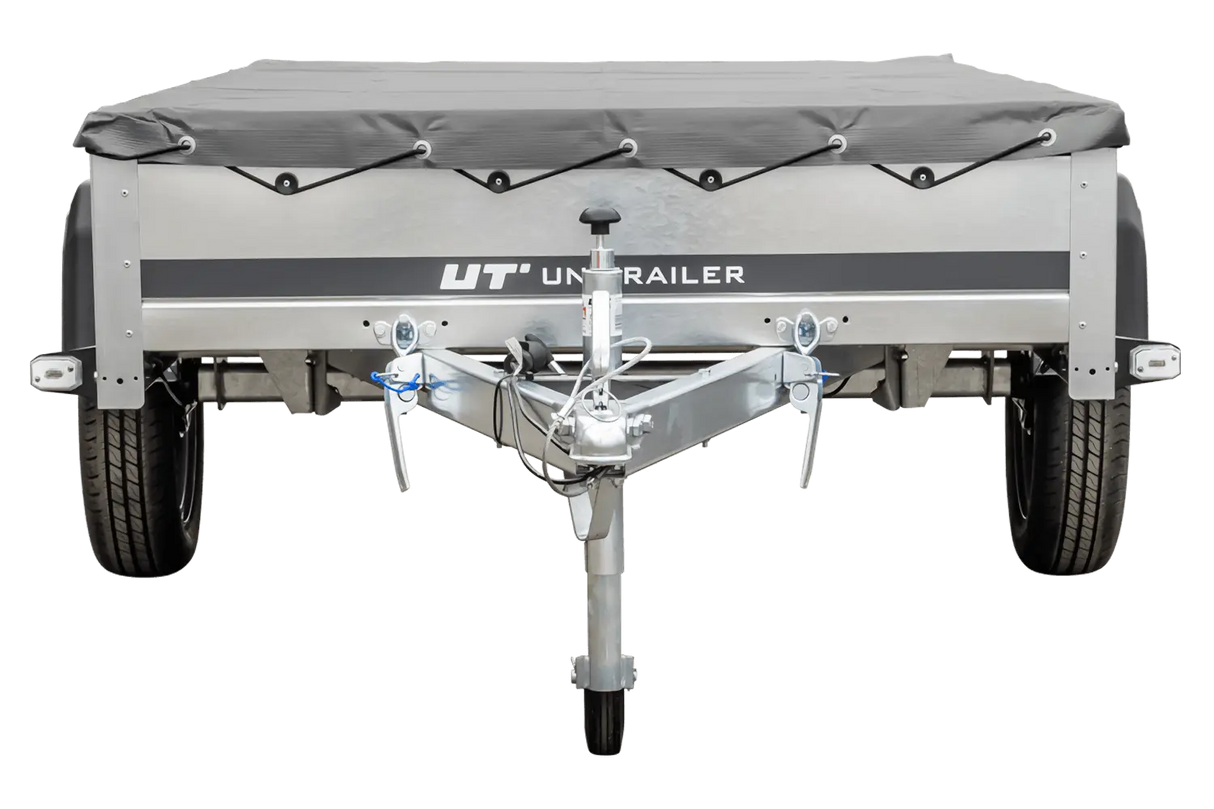 Robuster Kipp-PKW-Anhänger Garden Trailer 230 KIPP: Kompakt, verzinkt, mit Flachplane, Stützrad.