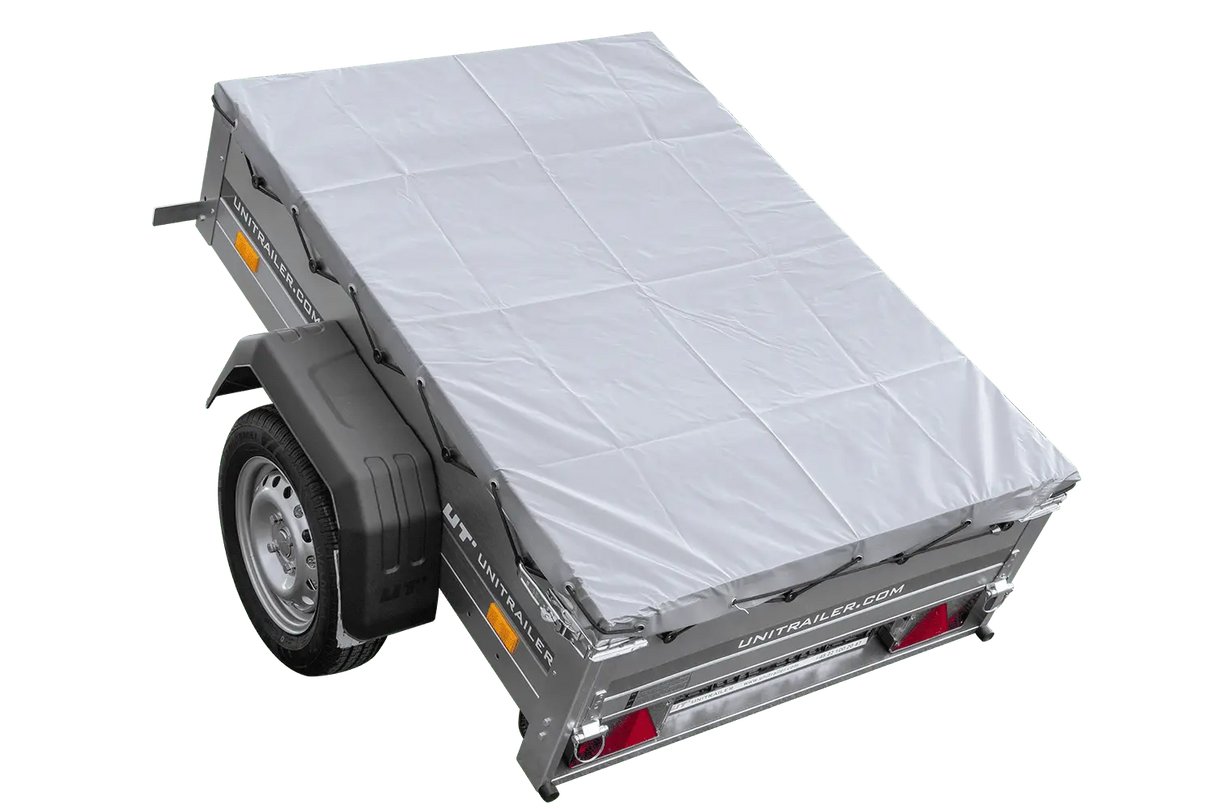 Robuster UNITRAILER Garden Trailer 150 KIPP PKW-Anhänger mit Flachplane und Stützrad Gartenanhänger