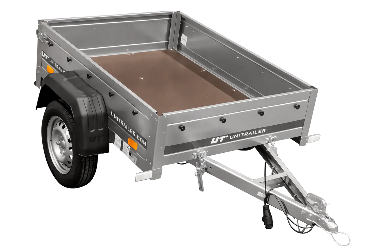 Vielseitiger GARDEN TRAILER 150 KIPP PKW-Anhänger mit Bordwänden, Stützrad & blauer Plane