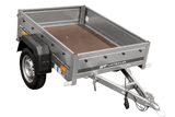 Vielseitiger GARDEN TRAILER 150 KIPP PKW-Anhänger mit Bordwänden, Stützrad & blauer Plane