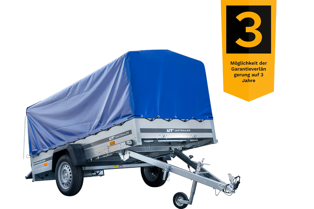 UNITRAILER GARDEN 264 KIPP PKW-Anhänger: Große Ladefläche, Hochplane, Spriegel, Stützrad