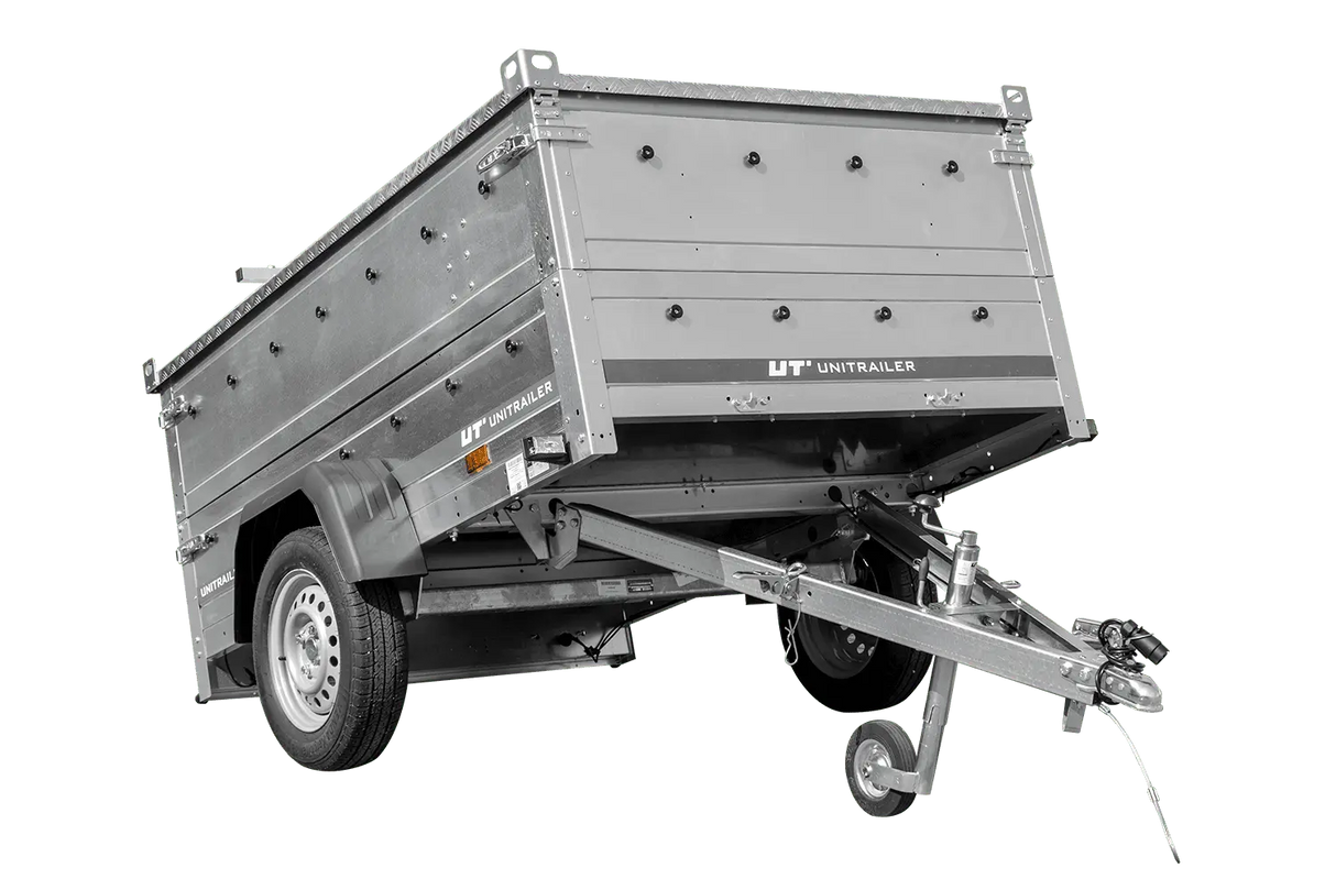 Leichter UNITRAILER GARDEN 201 Kippanhänger mit BIS-Seitenwänden und Alu-Abdeckung