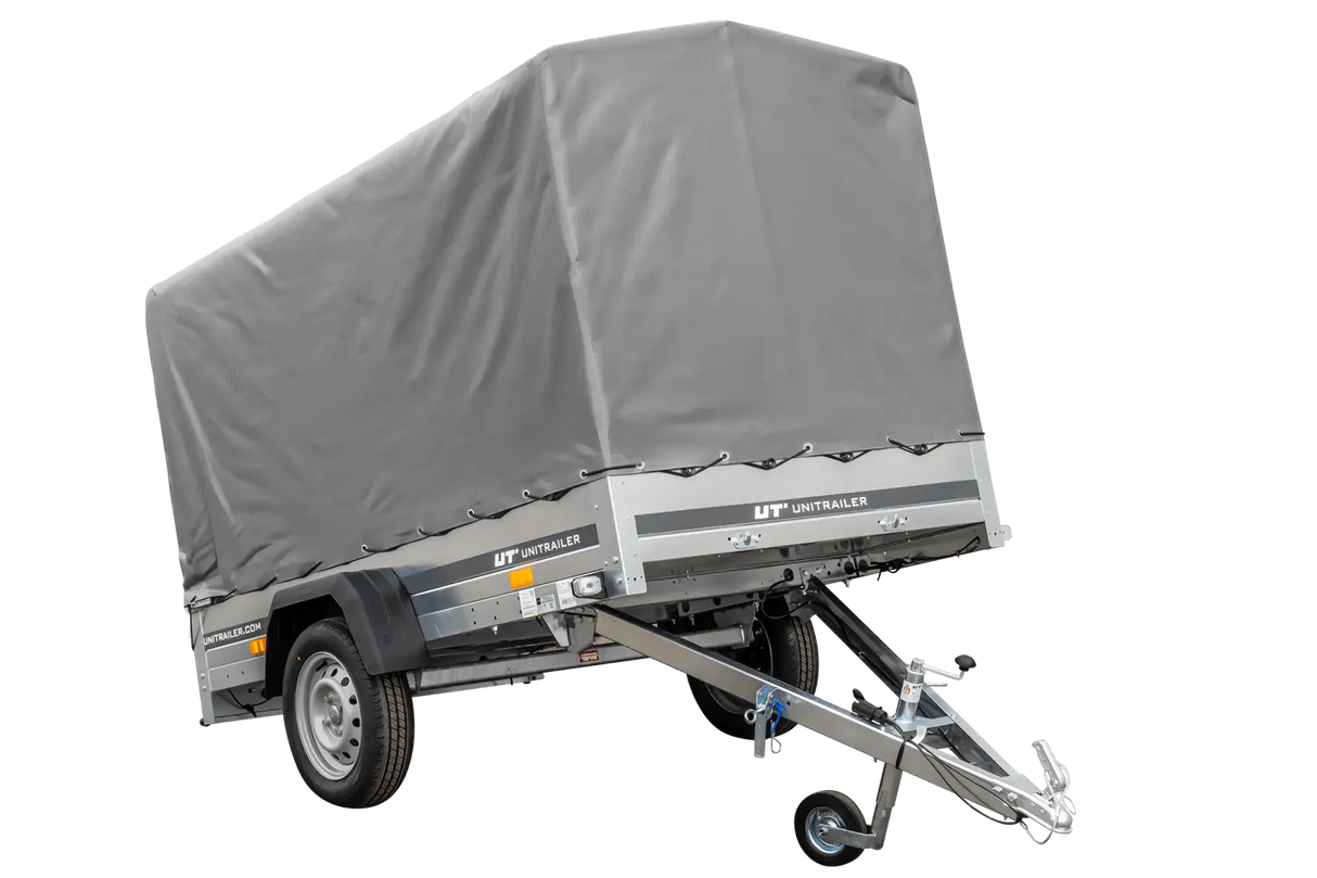 Vielseitiger UNITRAILER Garden Trailer 230 KIPP: Robuster PKW-Anhänger mit Hochplane