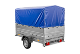Vielseitiger UNITRAILER Garden 230 FD PKW-Anhänger mit hohen Bordwänden und blauer Plane