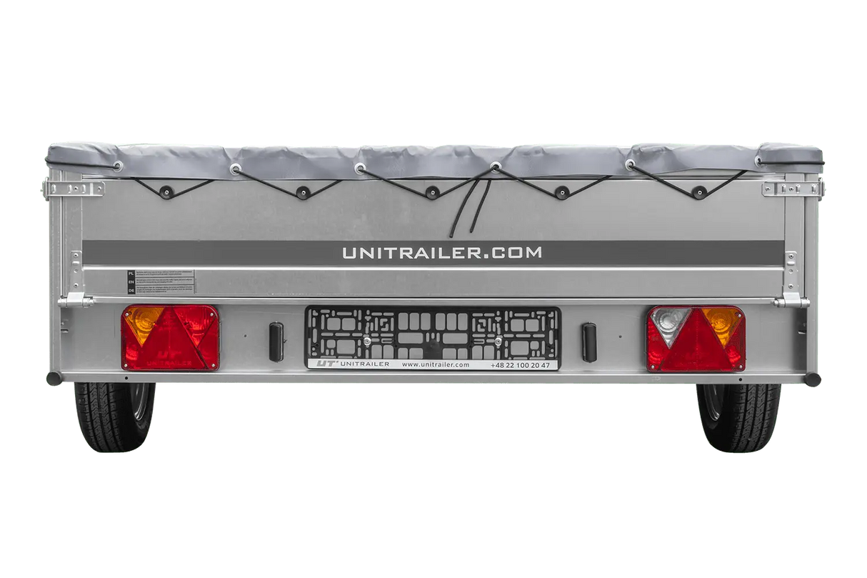 UNITRAILER GARDEN 265 KIPP Autoanhänger: Praktischer Kippanhänger mit grauer Plane & Stützrad