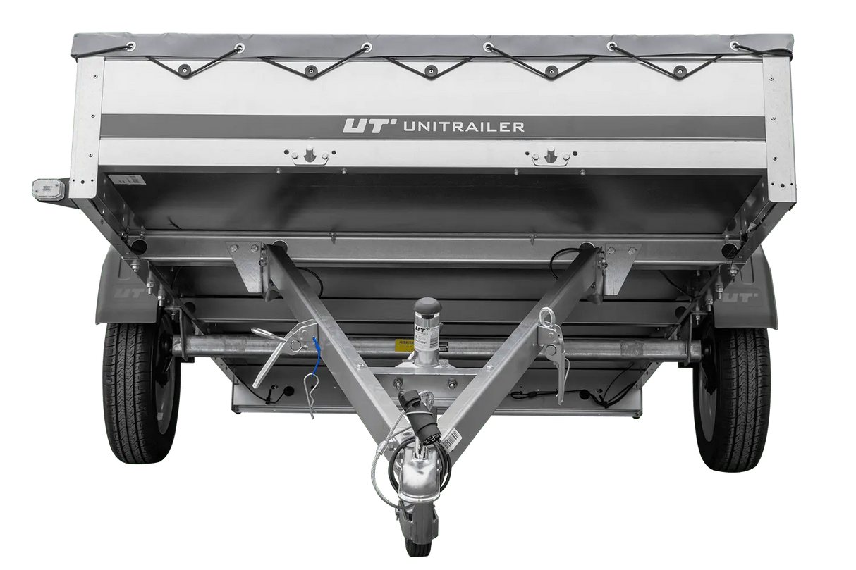UNITRAILER GARDEN 265 KIPP Autoanhänger: Praktischer Kippanhänger mit grauer Plane & Stützrad