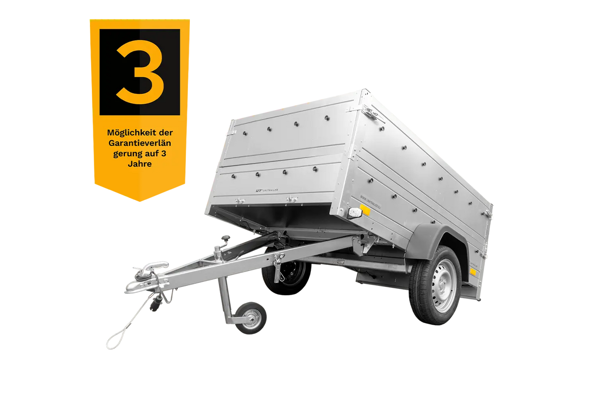 UNITRAILER Garden Trailer 201 KIPP PKW-Anhänger mit Extra-Bordwänden – Vielseitig, Kippbar, 750 kg zGG