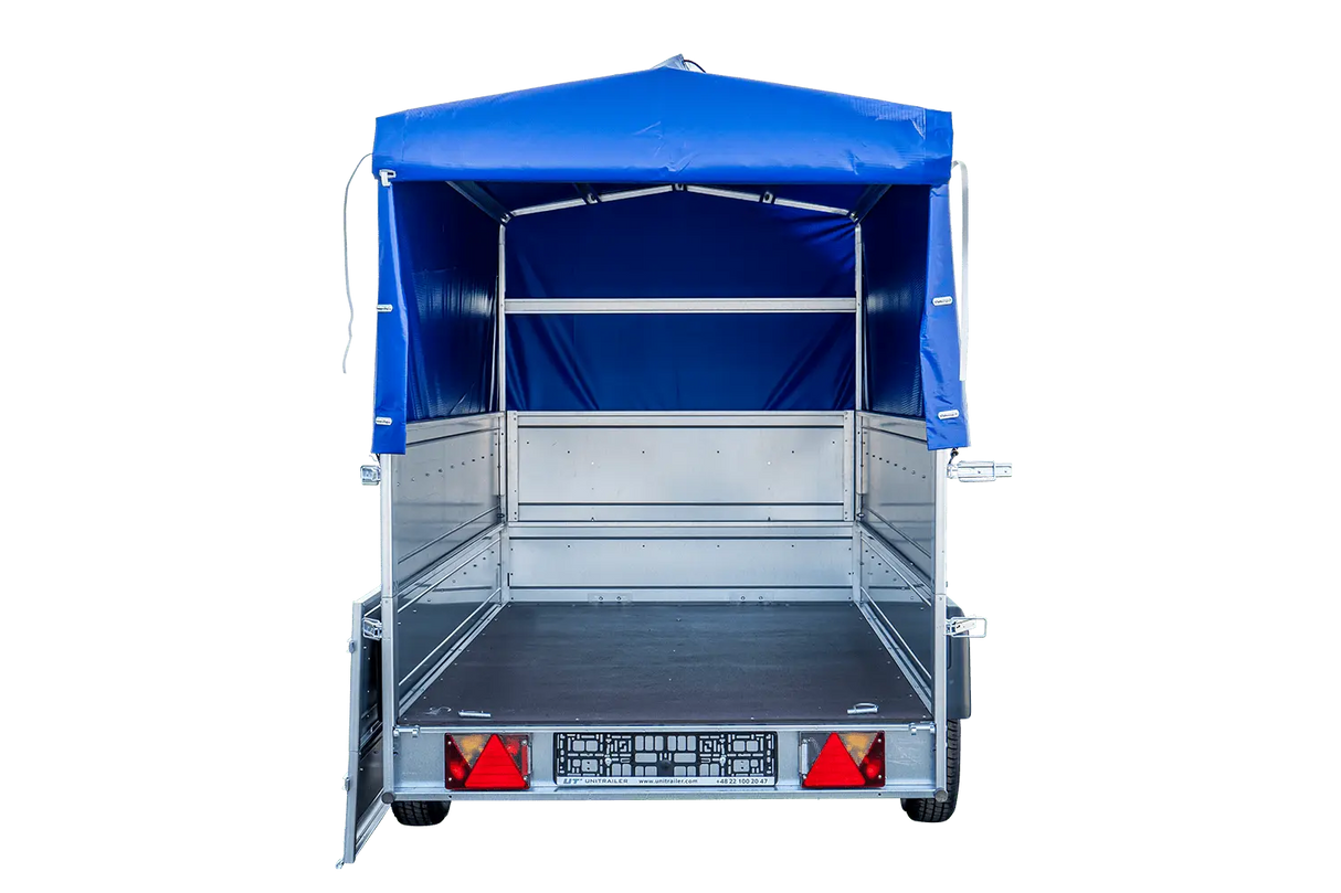 Vielseitiger PKW-Anhänger GARDEN TRAILER 264 KIPP mit Stützrad, Hochplane und Bordwänden