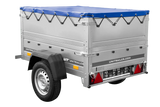 Vielseitiger GARDEN TRAILER 150 KIPP PKW-Anhänger mit Bordwänden, Stützrad & blauer Plane