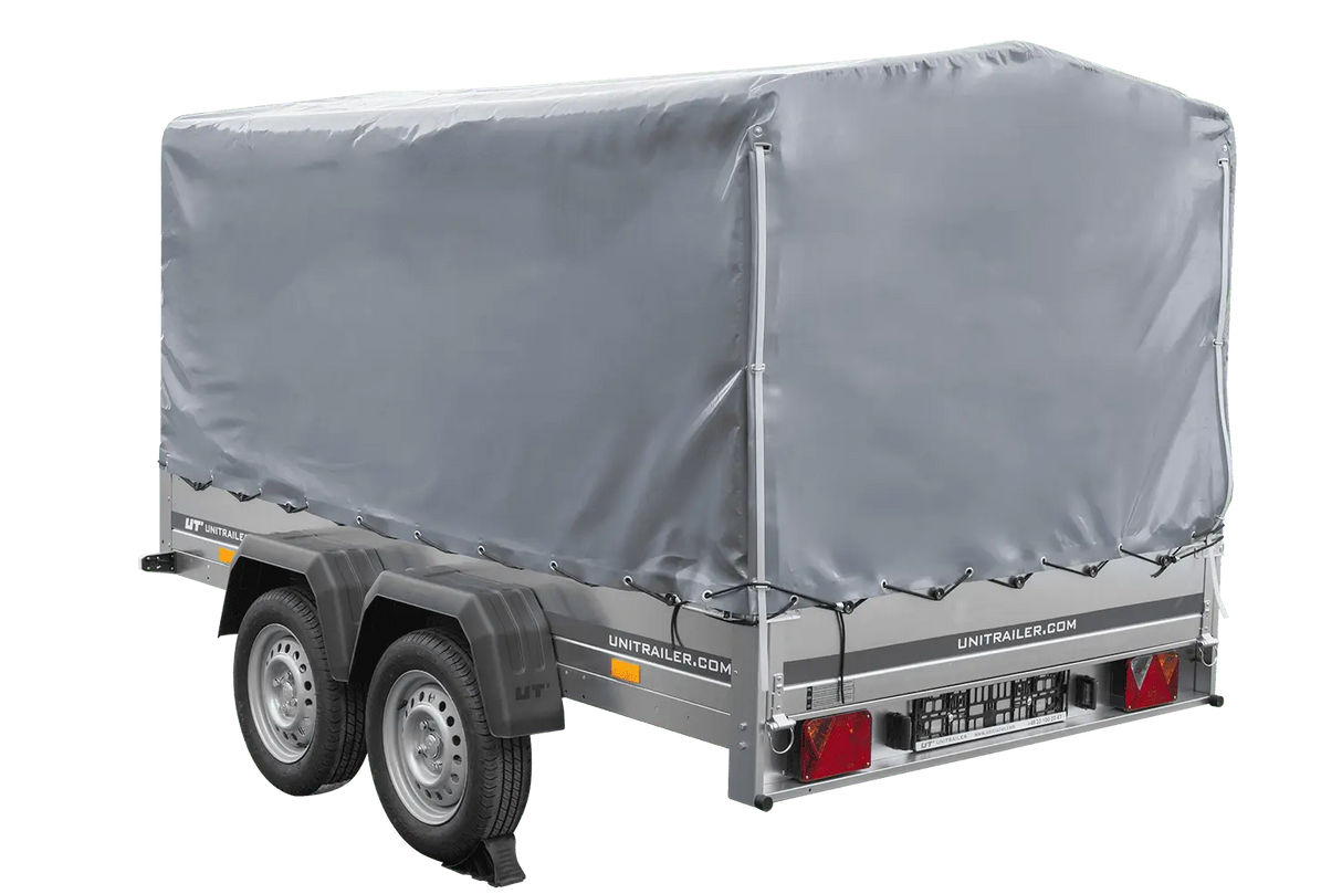 Robuster UNITRAILER GARDEN 265/2 Kipp-Zweiachsanhänger mit Hochplane und Rahmen