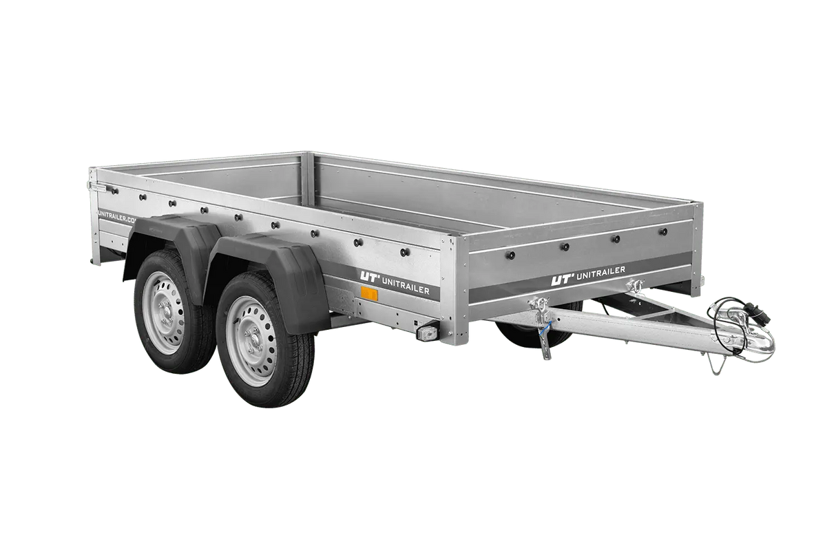 UNITRAILER Gartenanhänger 264/2 KIPP: Robuster Doppelachs-Anhänger mit Stützrad, Hochplane & Rahmen