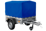 UNITRAILER Garden Trailer 150 KIPP: 150x106 cm mit Blauer Hochplane, Stützrad