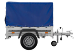 UNITRAILER Garden Trailer 150 KIPP: 150x106 cm mit Blauer Hochplane, Stützrad
